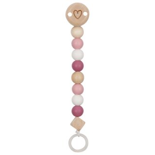 Schnullerkette "Herz - mit weiß + pink, mit Silikon"