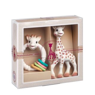Sophiesticated Willkommensgruß "Sophie la girafe + Beißring mit 4 Farben" , beides: Naturkautschuk
